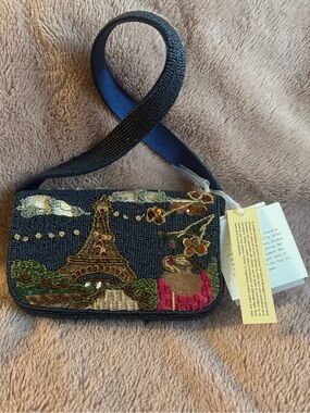 💎 Viral Beaded Paris Shoulder Bag in Navy